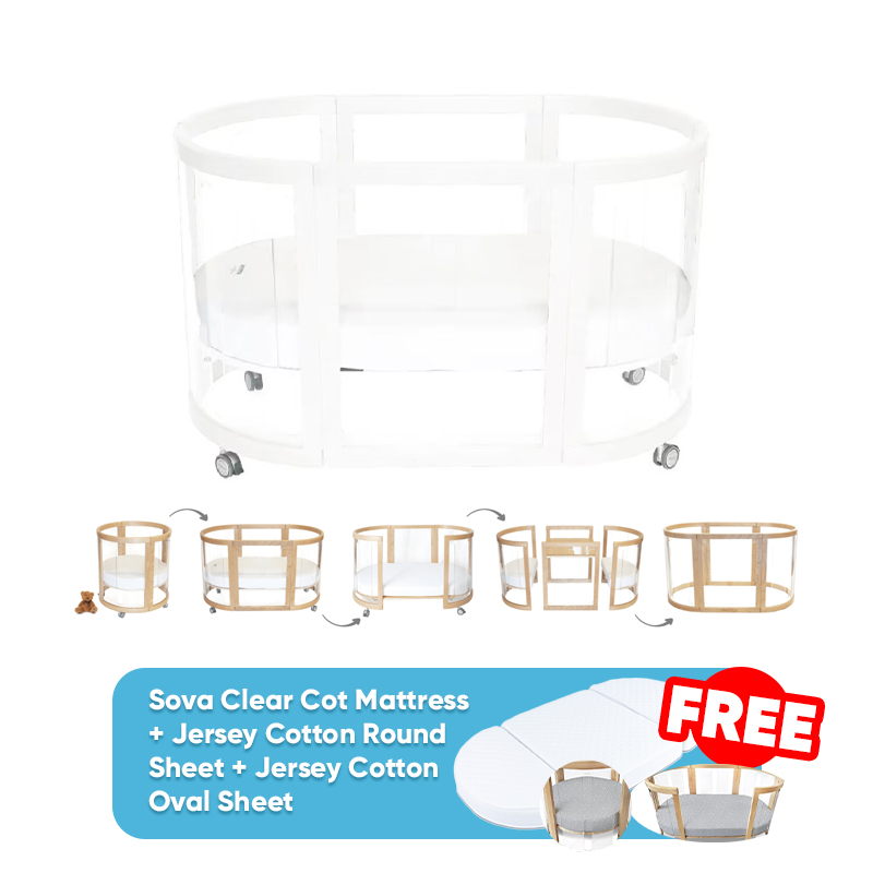Babyhood Kaylula Sova Clear Cot 5-in-1 + FREE GIFT